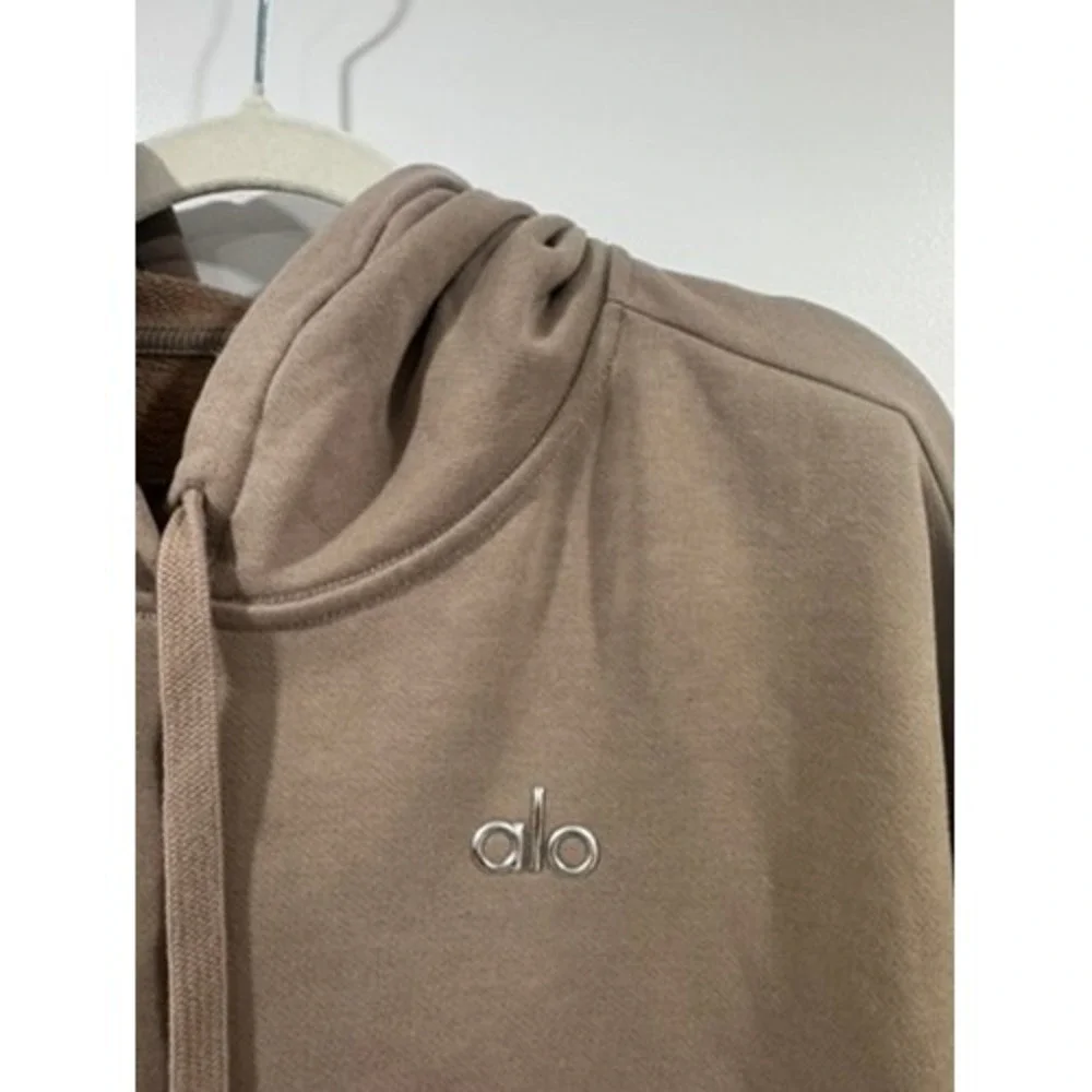 Alo Yoga Accolade Hoodie Taupe Brown Pullover Oversized Sweatshirt Women Small